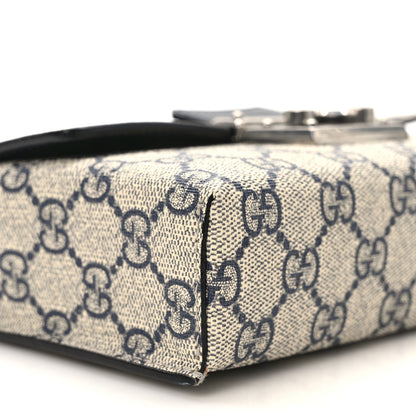 Gucci GG Supreme Monogram Textured Dollar Calfskin Web Mini Padlock Top Handle Shoulder Bag Beige Blue 8 of 9
