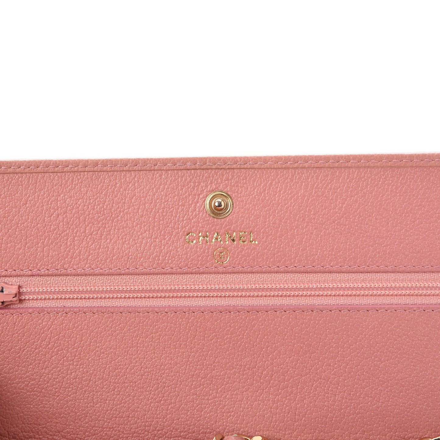 Goatskin Embossed Camellia Wallet On Chain WOC Light Pink