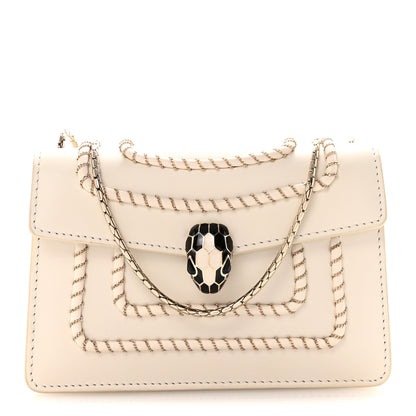 Bulgari Calfskin Woven Chain Serpenti Forever Crossbody Bag White 1 of 9