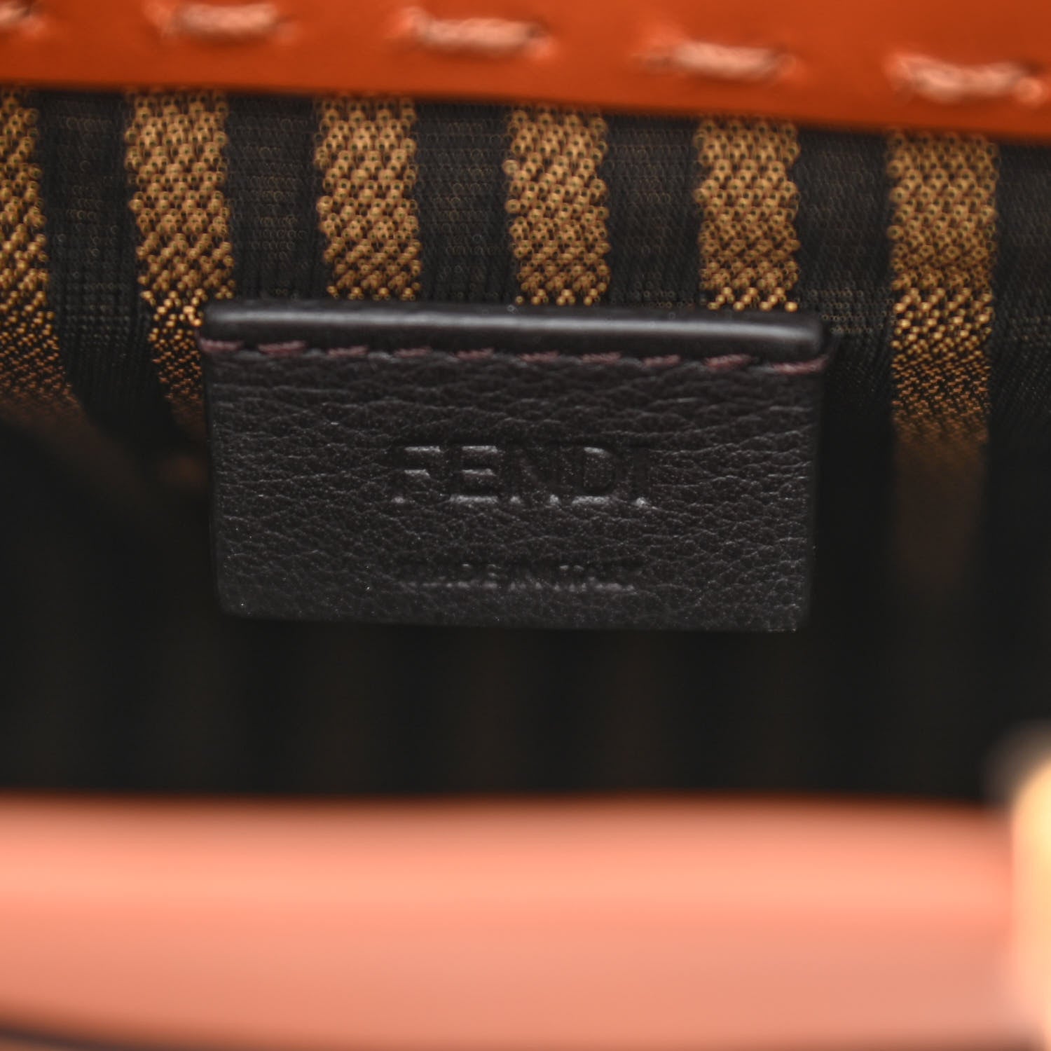 Fendi Vitello King Plexiglass Logo Embossed Mini Fendi Sunshine Shopper Tote Cuoio 6 of 10