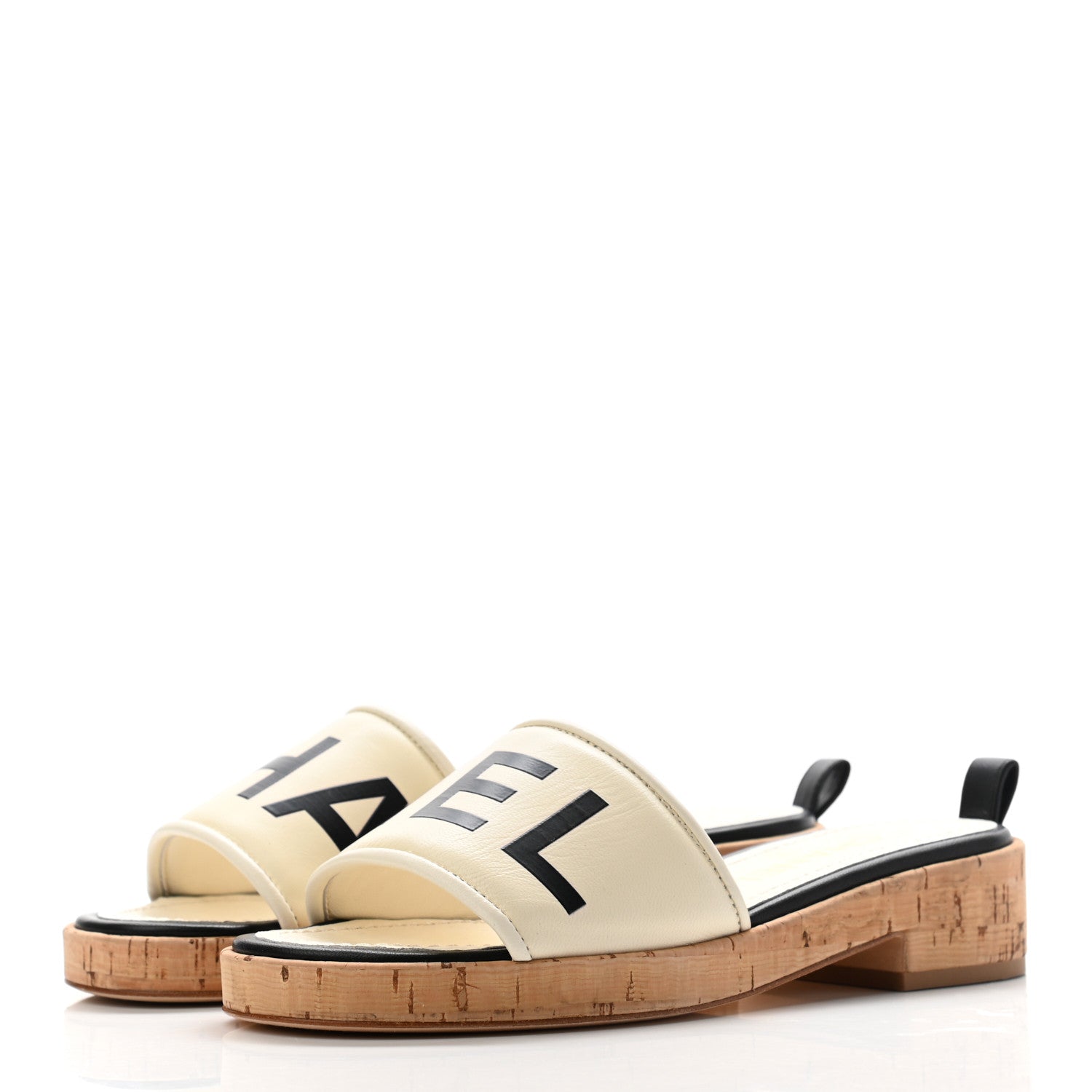 Chanel Lambskin CC Mules 35 Ivory Black 3 of 8