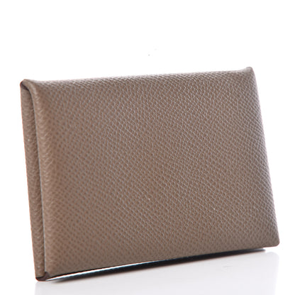 Hermes Epsom Calvi Card Case Etoupe 3 of 7
