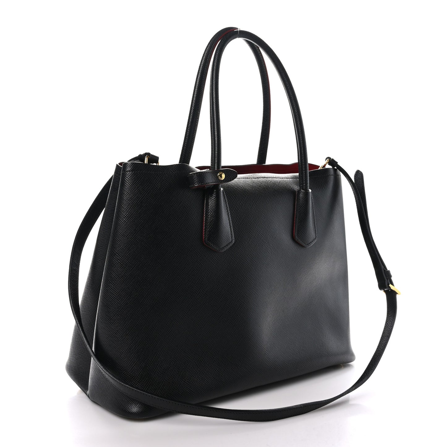 Saffiano Cuir Large Double Bag Black Fuoco