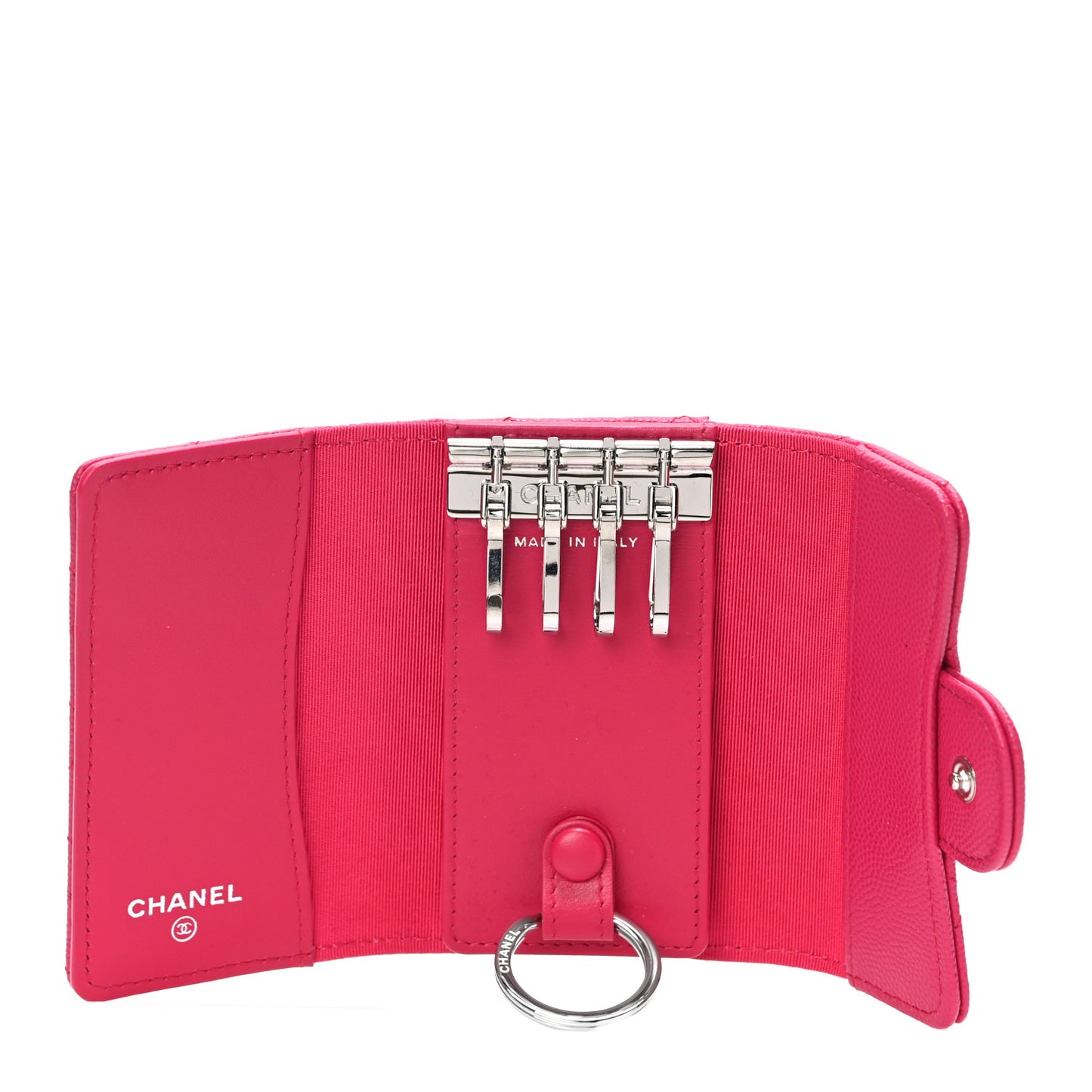 Caviar Quilted Classic 4 Key Holder Wallet Dark Pink