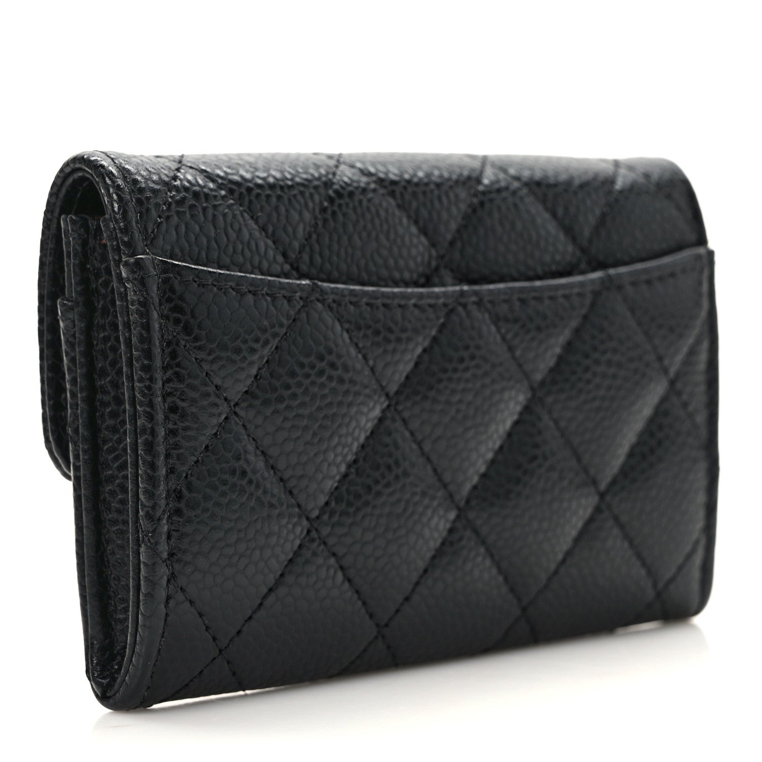 Chanel Caviar Quilted Flap Card Holder Wallet Black 3 of 9