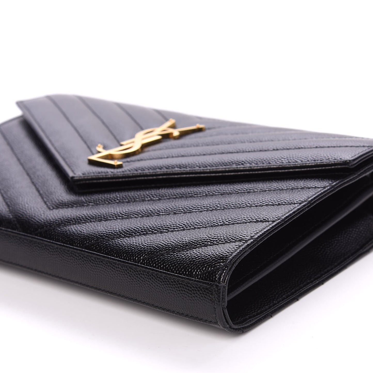 Grain De Poudre Matelasse Chevron Monogram Chain Wallet Black
