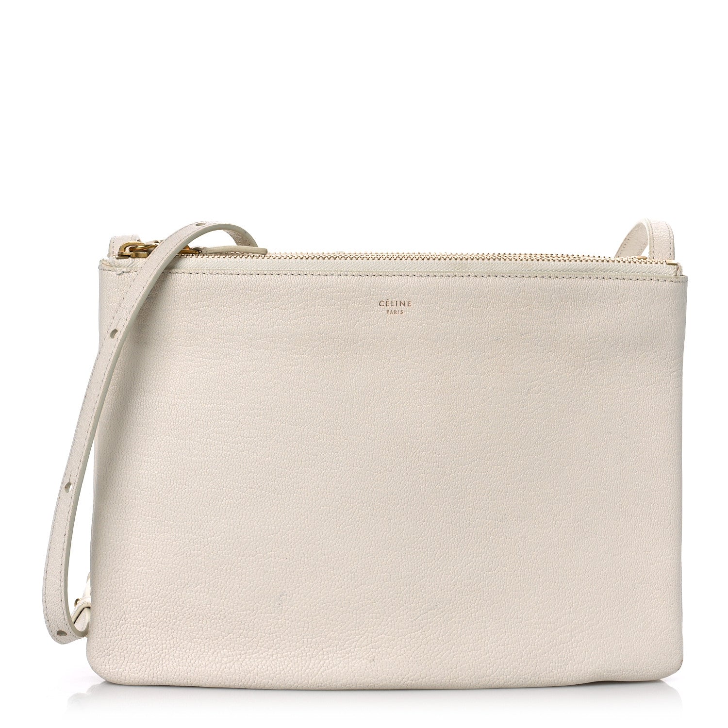 Celine Goatskin Large Trio Crossbody Bag White 1 of 14