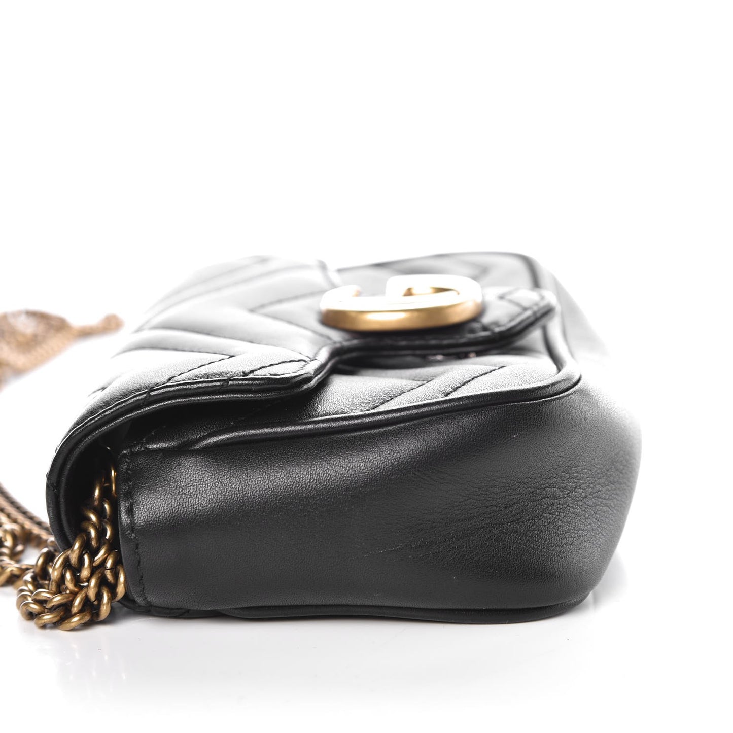 Calfskin Matelasse Super Mini GG Marmont Shoulder Bag Black