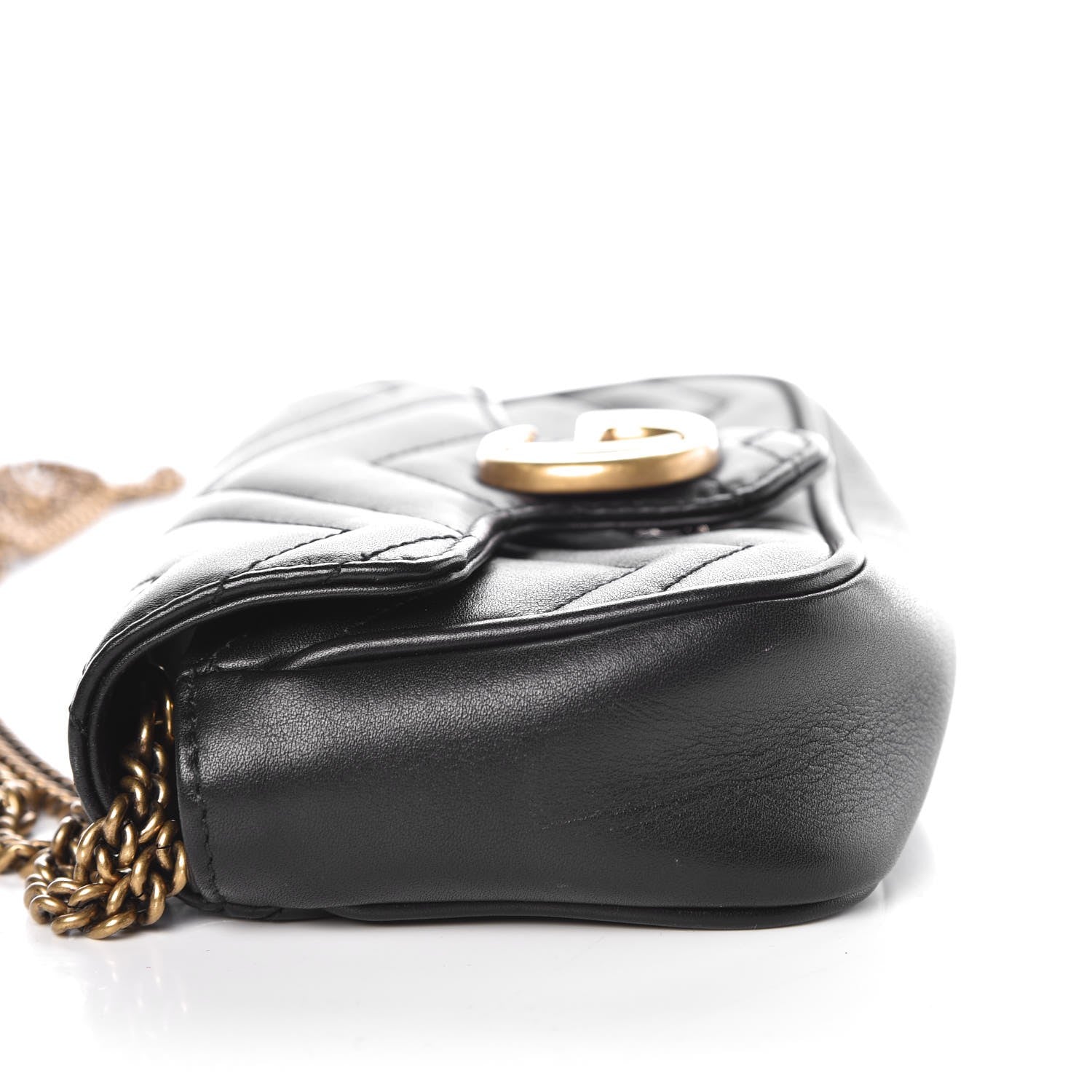 Gucci Calfskin Matelasse Super Mini GG Marmont Shoulder Bag Black 11 of 12