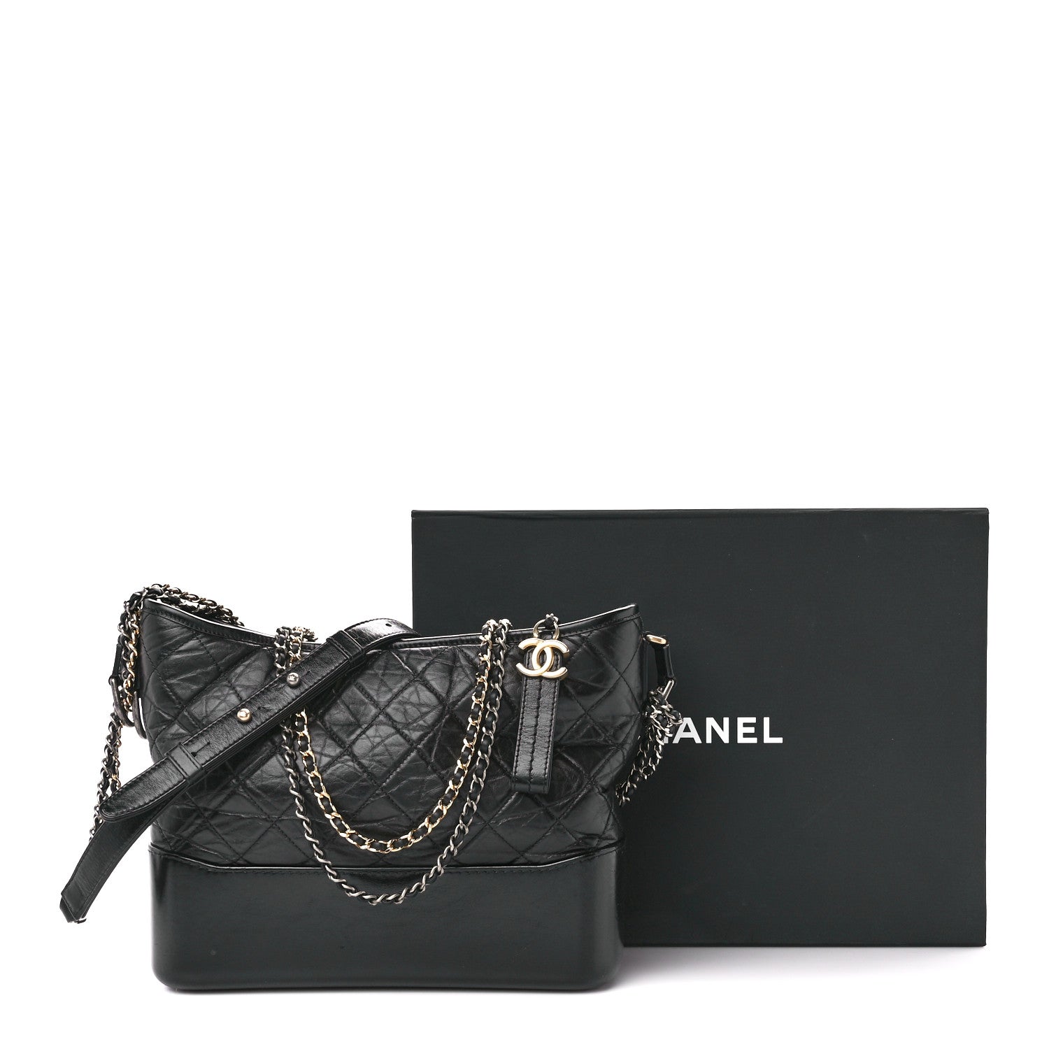 Chanel Aged Calfskin Quilted Medium Gabrielle Hobo Black 12 of 12