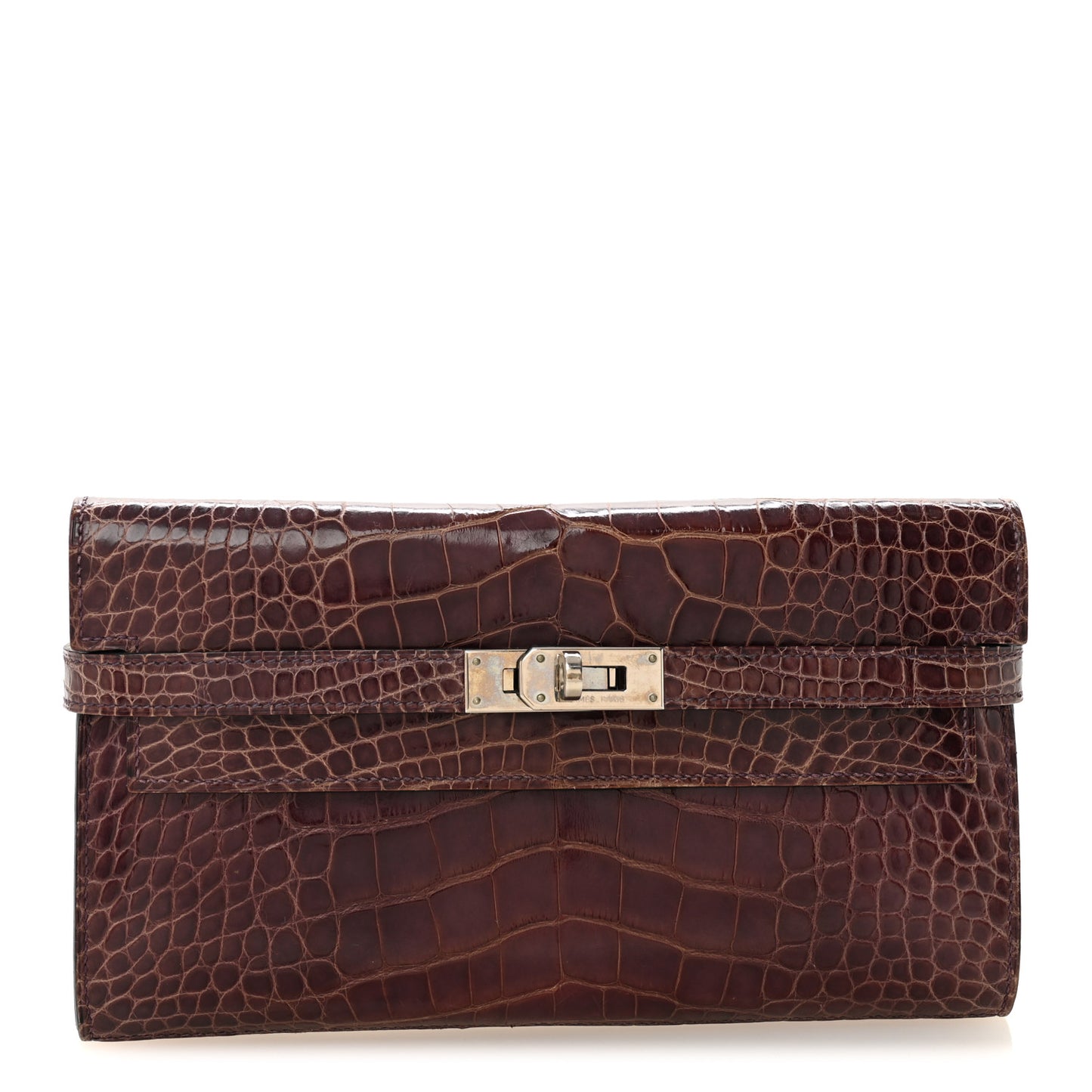 Shiny Alligator Kelly Longue Wallet Amethyst