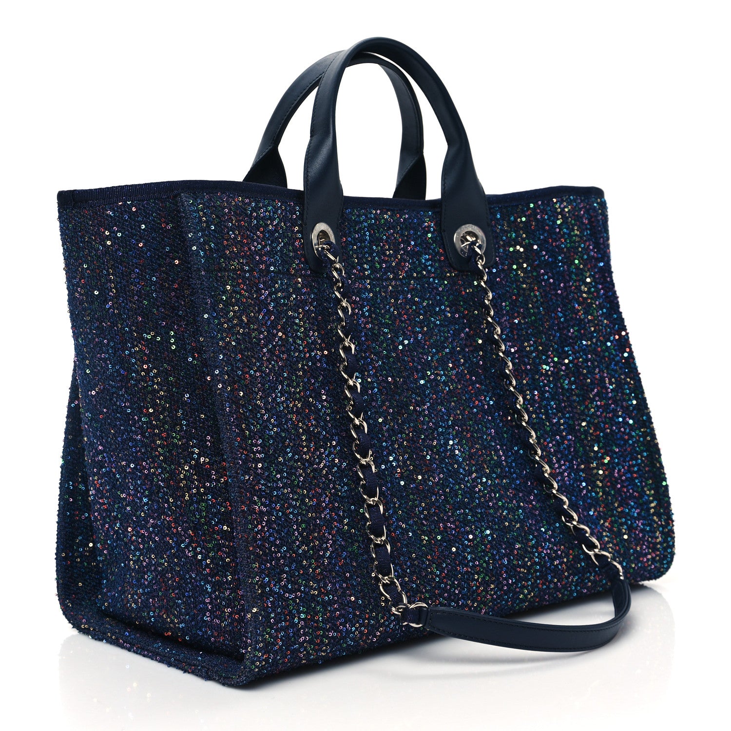 Chanel Calfskin Sequin Medium Deauville Tote Blue Multicolor 3 of 11