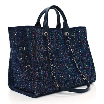 Chanel Calfskin Sequin Medium Deauville Tote Blue Multicolor 3 of 11