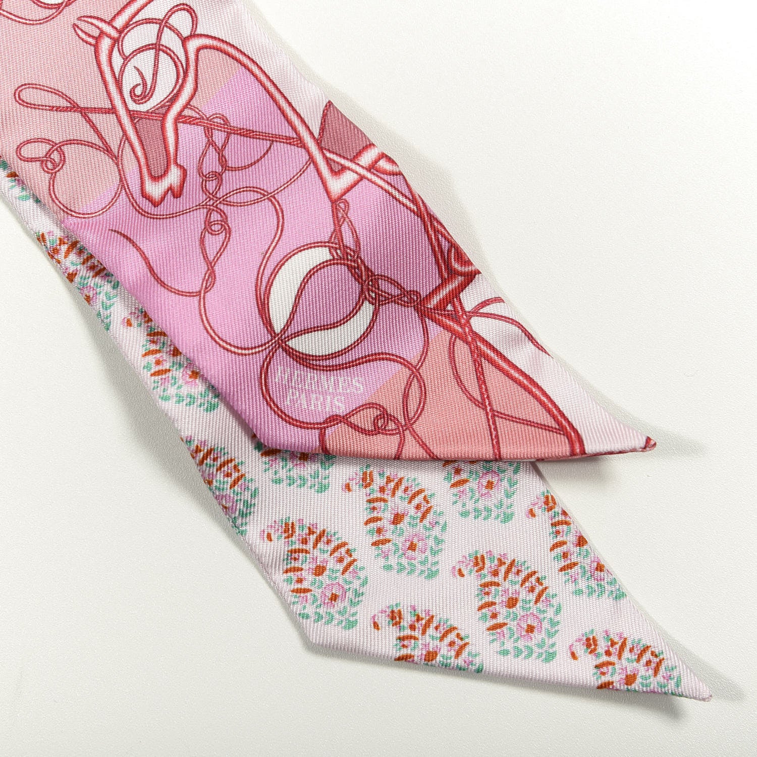 Hermes Silk Coup De Fouet Au Bloc Twilly Rose Nacre Turquoise 2 of 4
