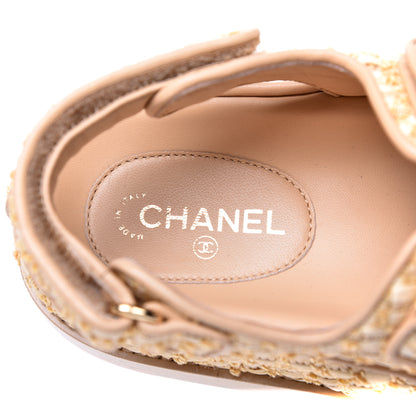 Chanel Braided Fabric Velcro Dad Sandals 35 Beige 6 of 9