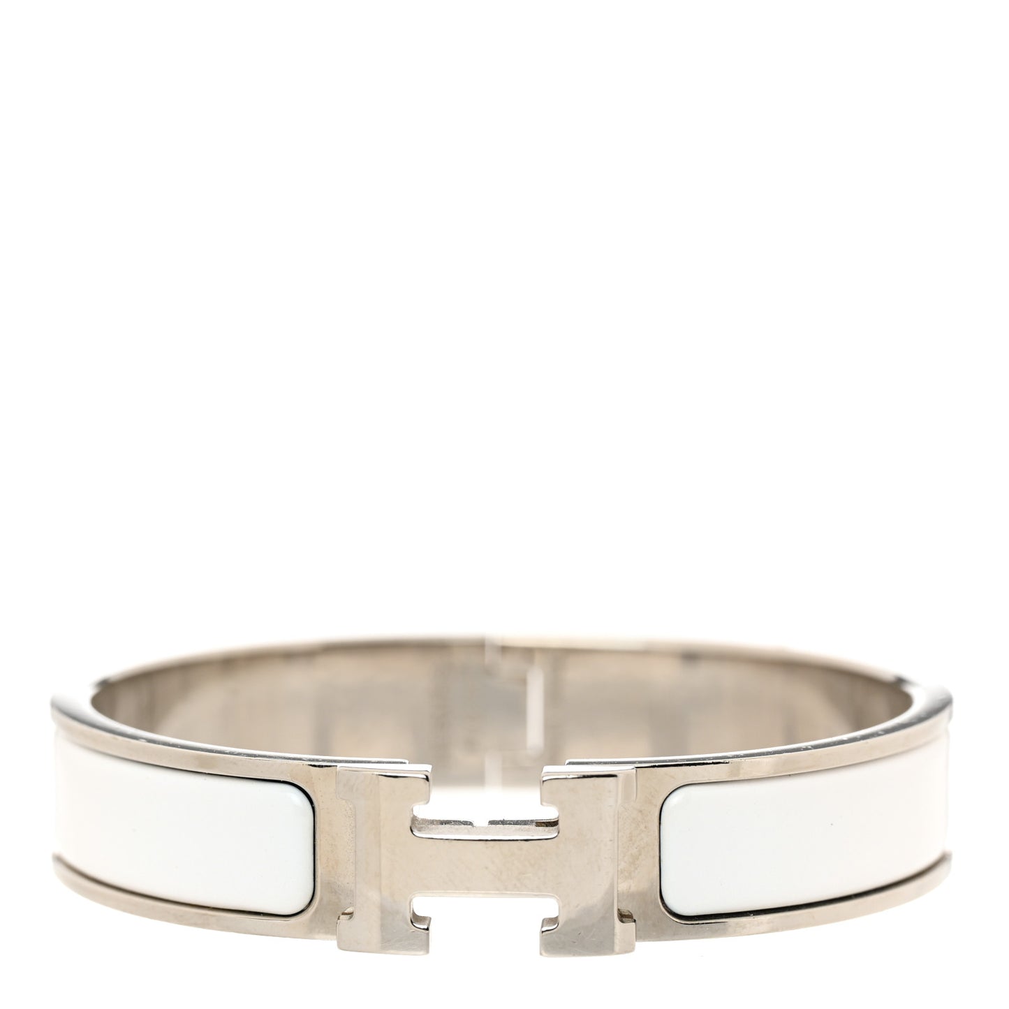 Enamel Narrow Clic Clac H Bracelet PM White