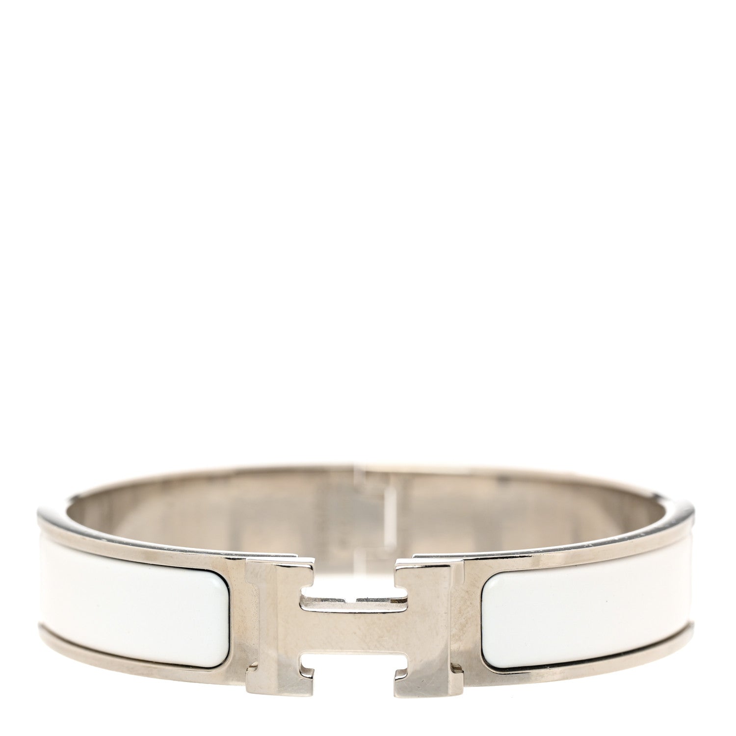 Hermes Enamel Narrow Clic Clac H Bracelet PM White 1 of 5