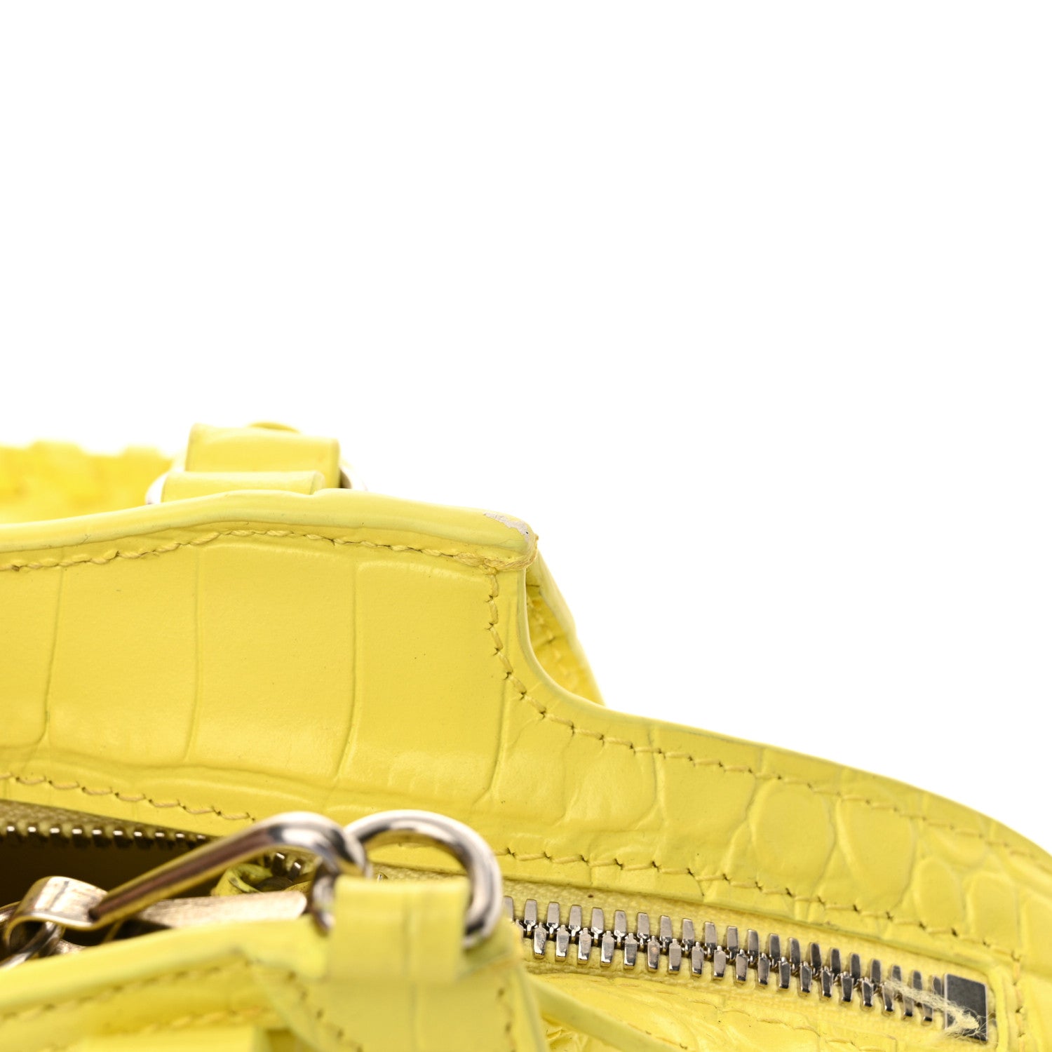Balenciaga Calfskin Crocodile Embossed Neo Classic Hardware Nano