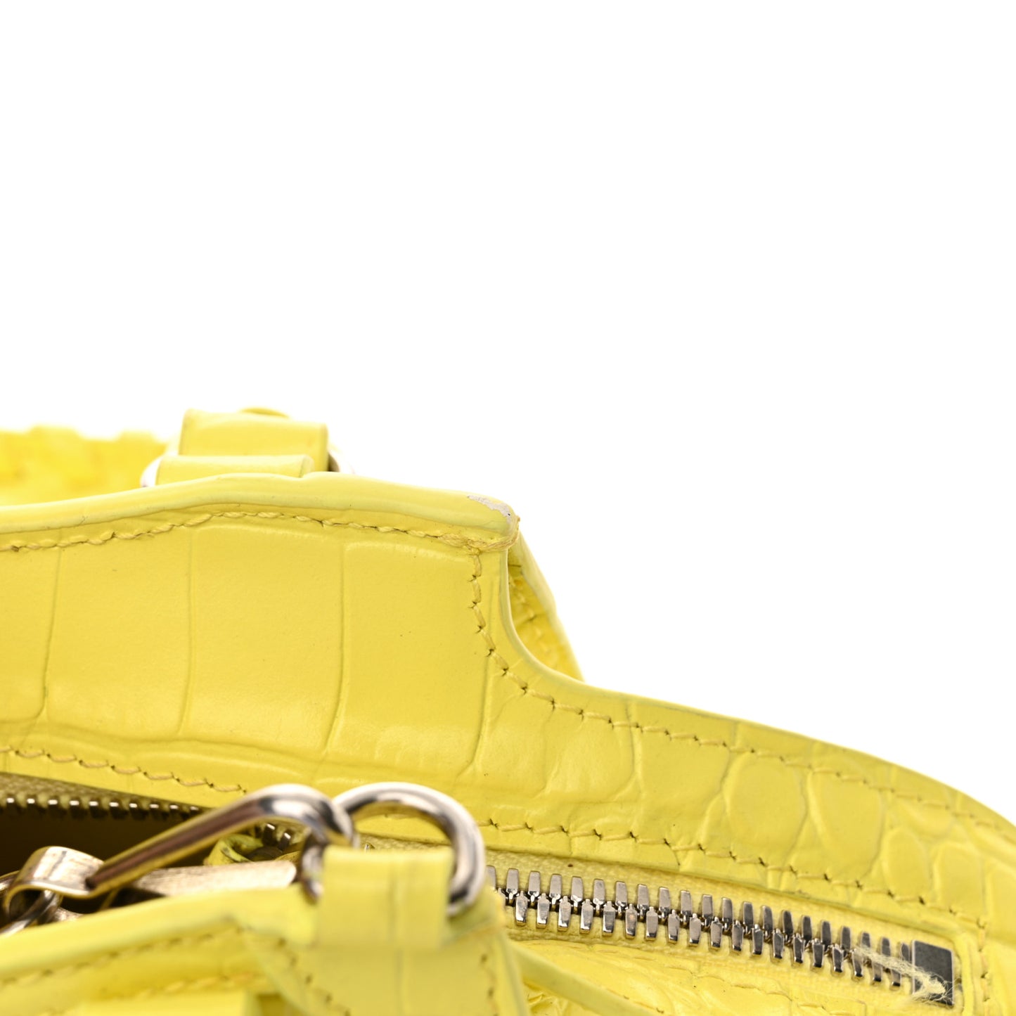 Calfskin Crocodile Embossed Neo Classic Hardware Nano City Crossbody Light Yellow