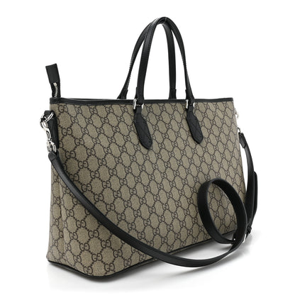 Gucci GG Supreme Monogram Medium Zippered Tote Dark Brown 3 of 9