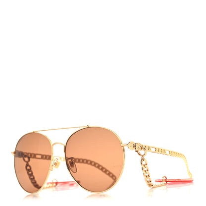 Gucci Aviator Charm Chain Sunglasses GG0725S Gold 1 of 7