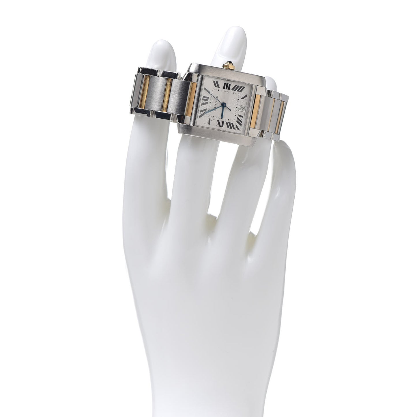 Stainless Steel 18K Yellow Gold 28mm Tank Francaise Automatic Watch