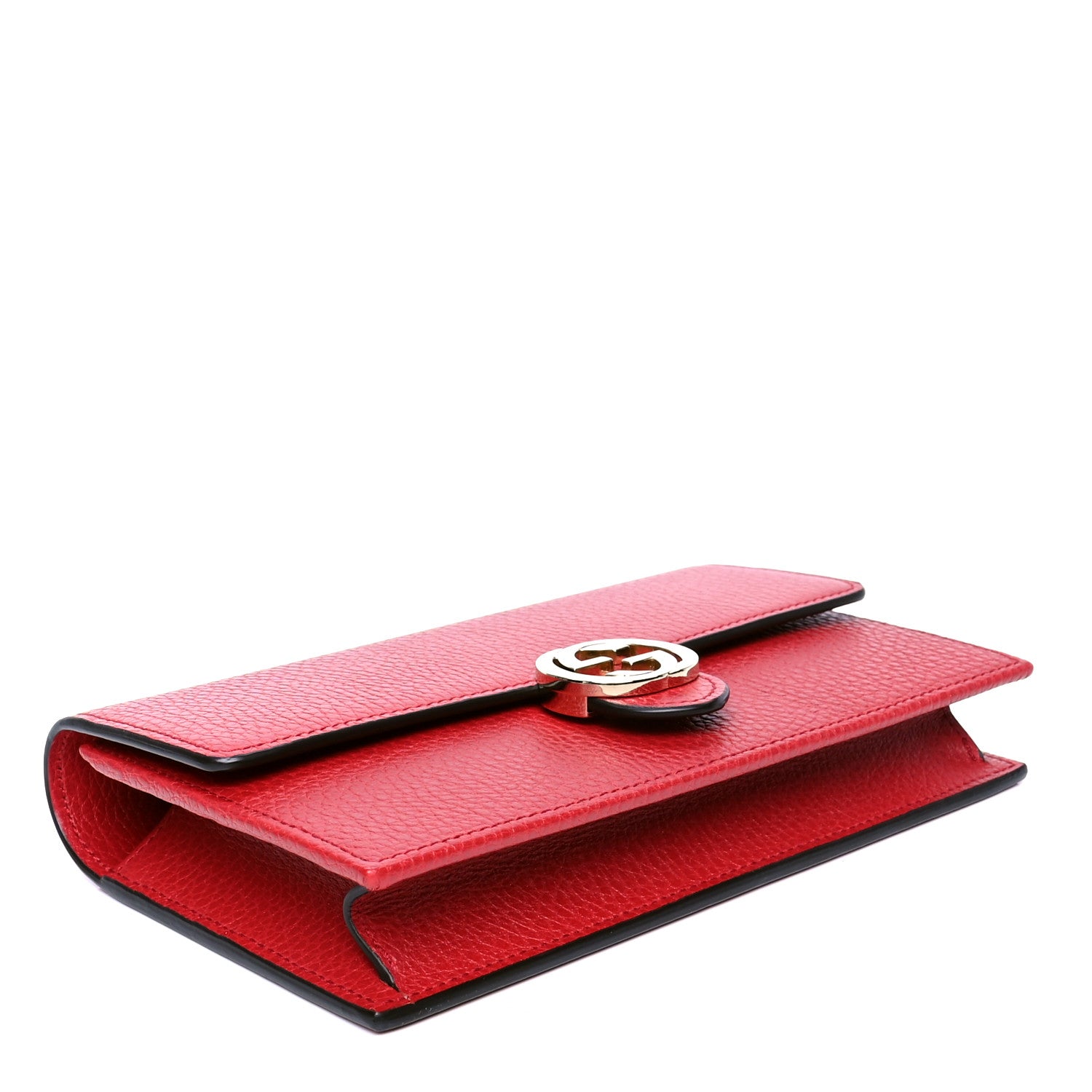 Gucci Dollar Calfskin Interlocking G Chain Wallet Red 3 of 5