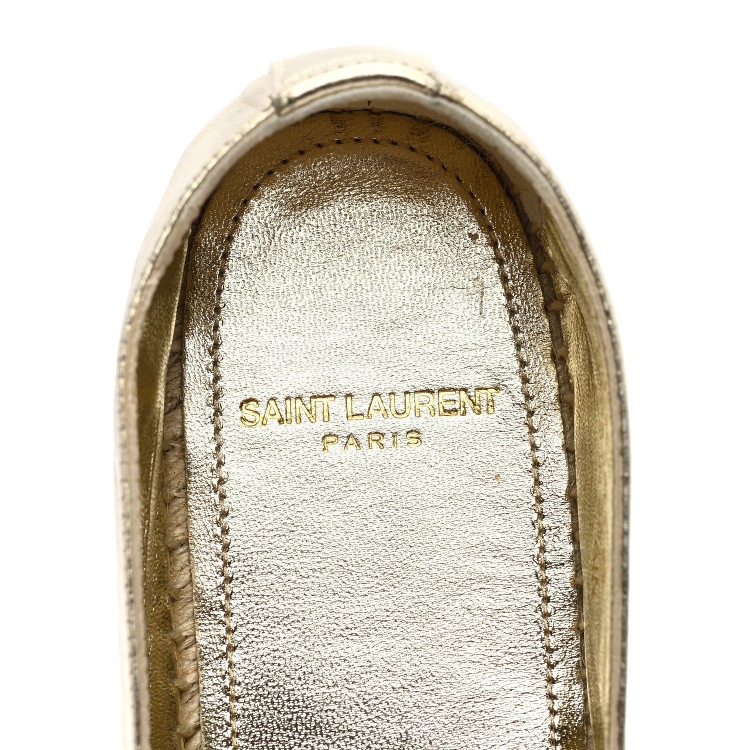 Saint Laurent Metallic Lambskin Monogram Espadrilles 38 Platino 7 of 8