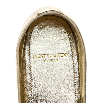 Saint Laurent Metallic Lambskin Monogram Espadrilles 38 Platino 7 of 8
