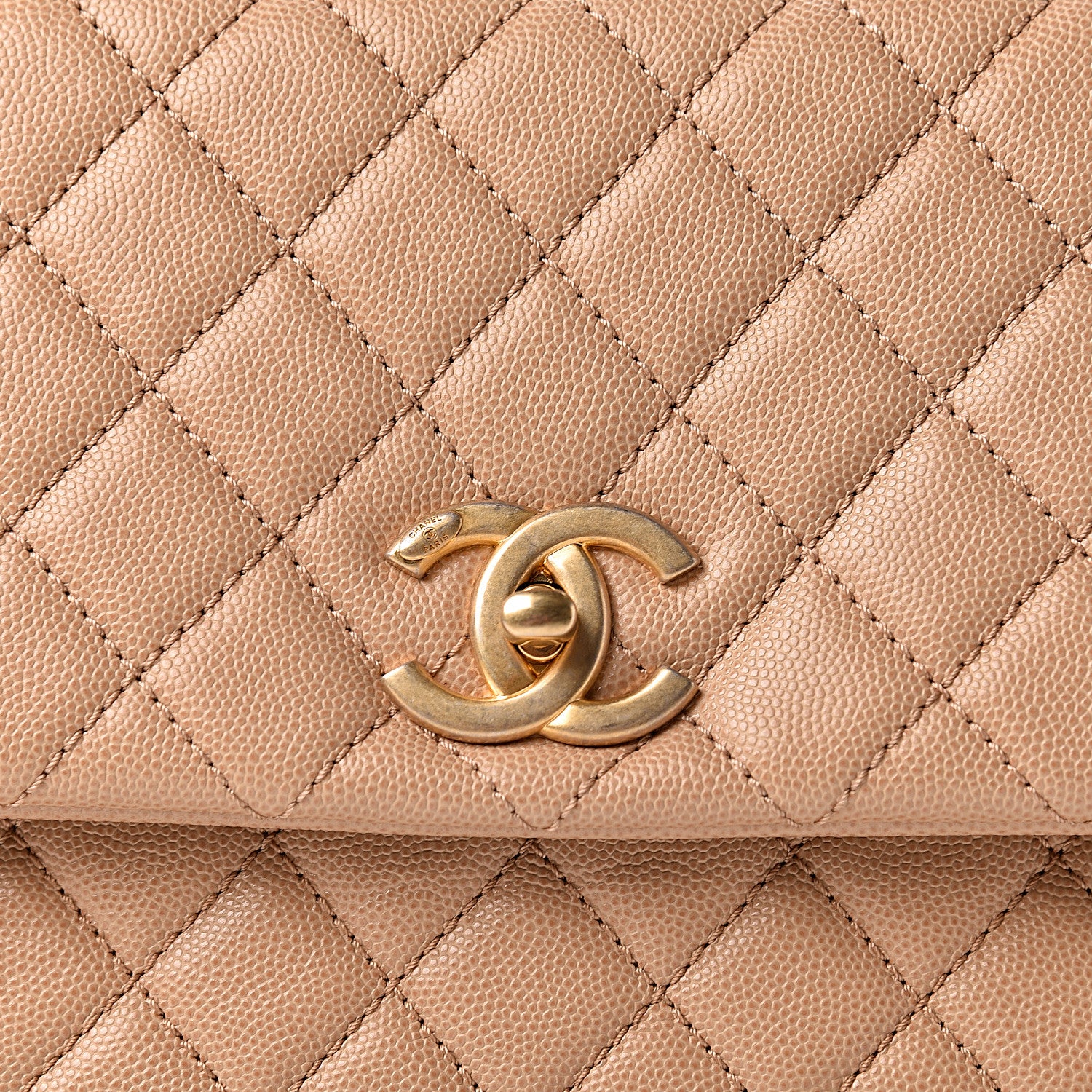 Chanel Caviar Quilted Medium Coco Handle Flap Light Beige 8 of 10