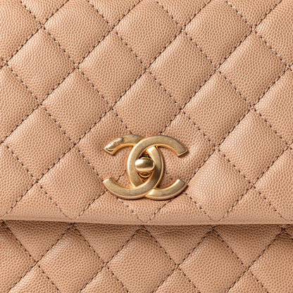 Chanel Caviar Quilted Medium Coco Handle Flap Light Beige 8 of 10