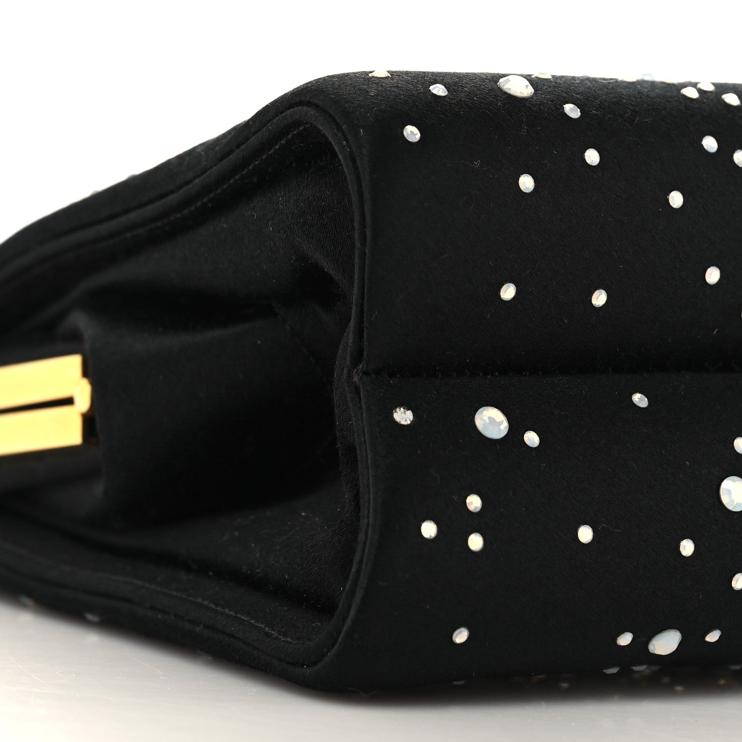 Judith Leiber Crystal Trim Satin Evening Bag Clutch Black 6 of 13