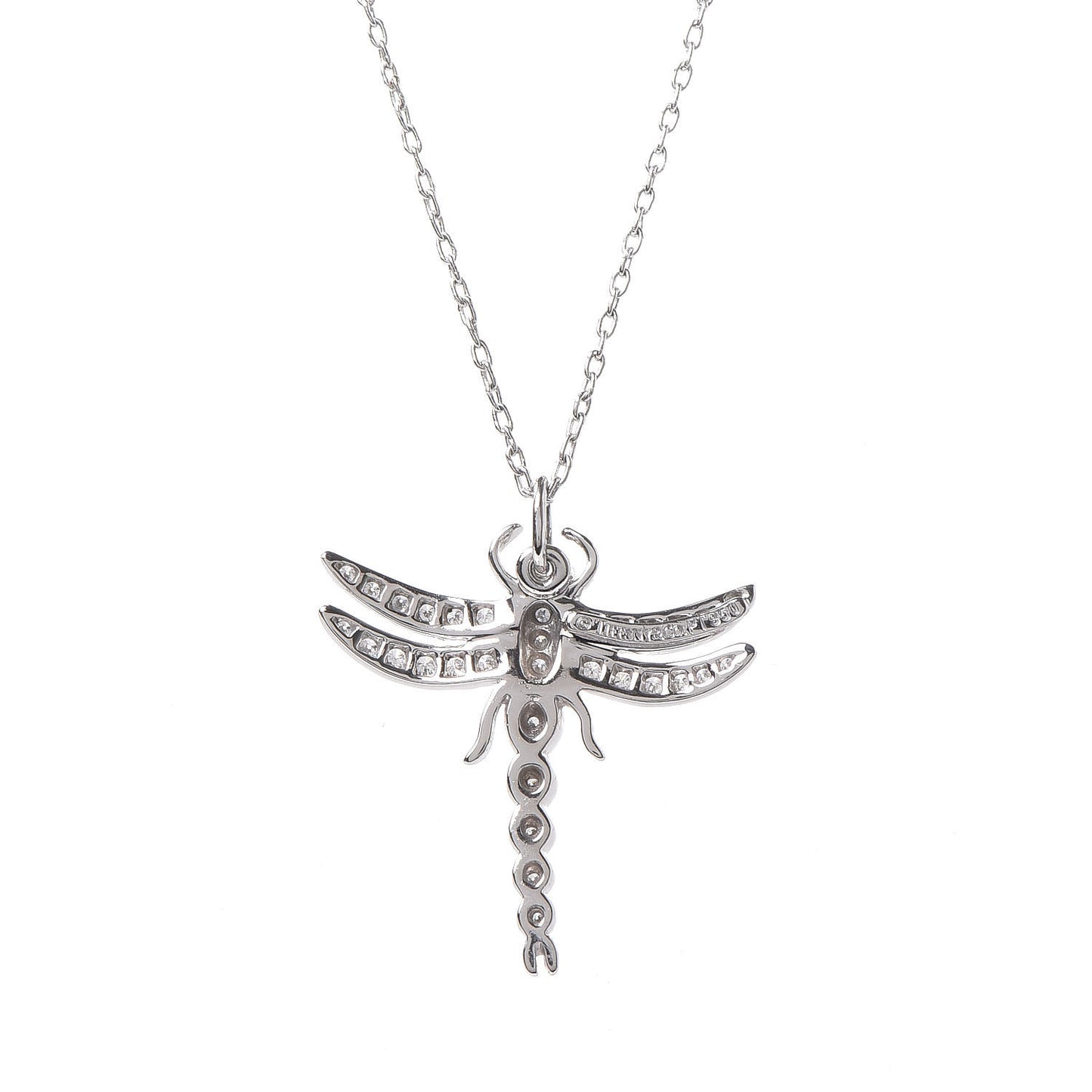 Platinum Diamond Dragonfly Pendant Necklace