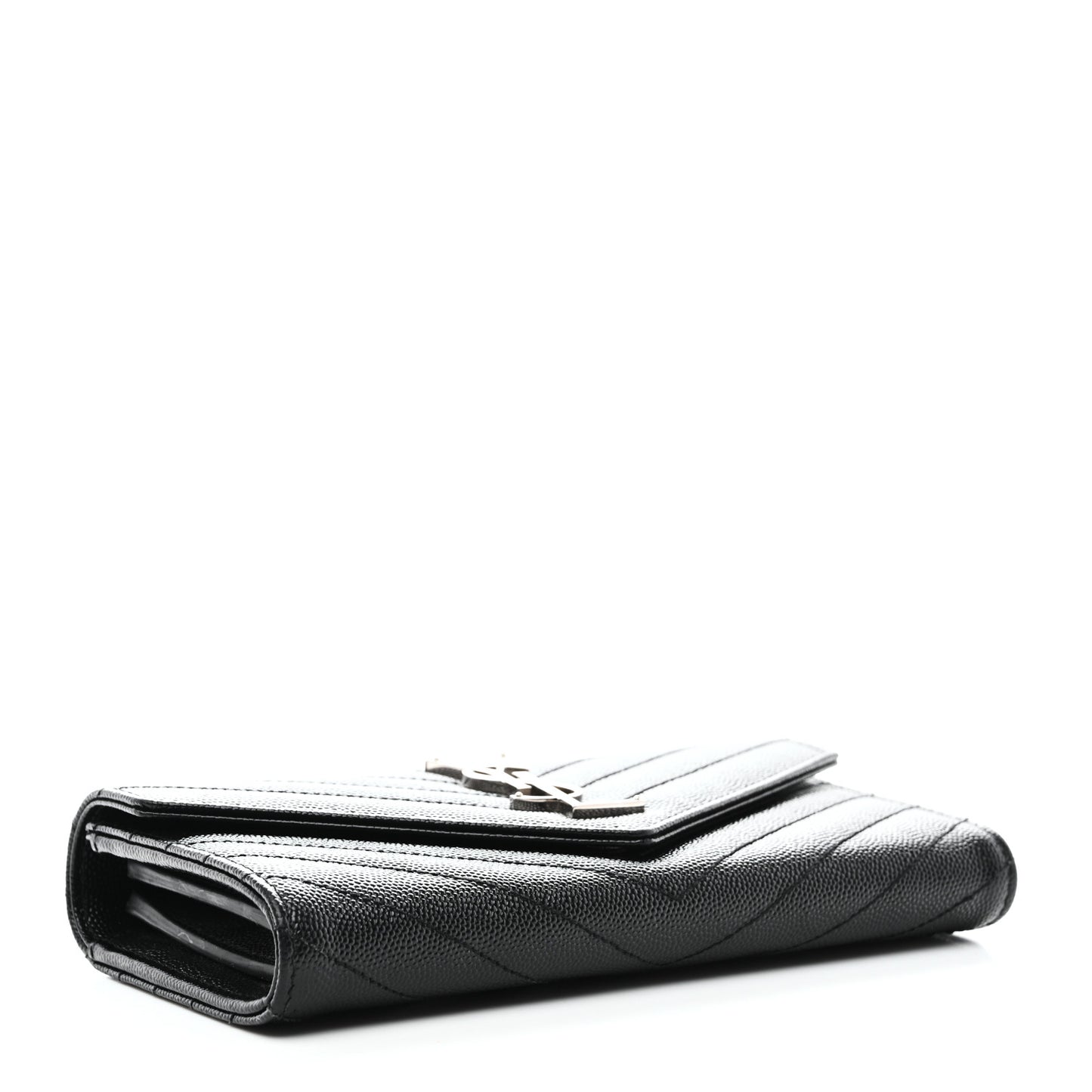 Grain De Poudre Matelasse Chevron Monogram Flap Wallet Black