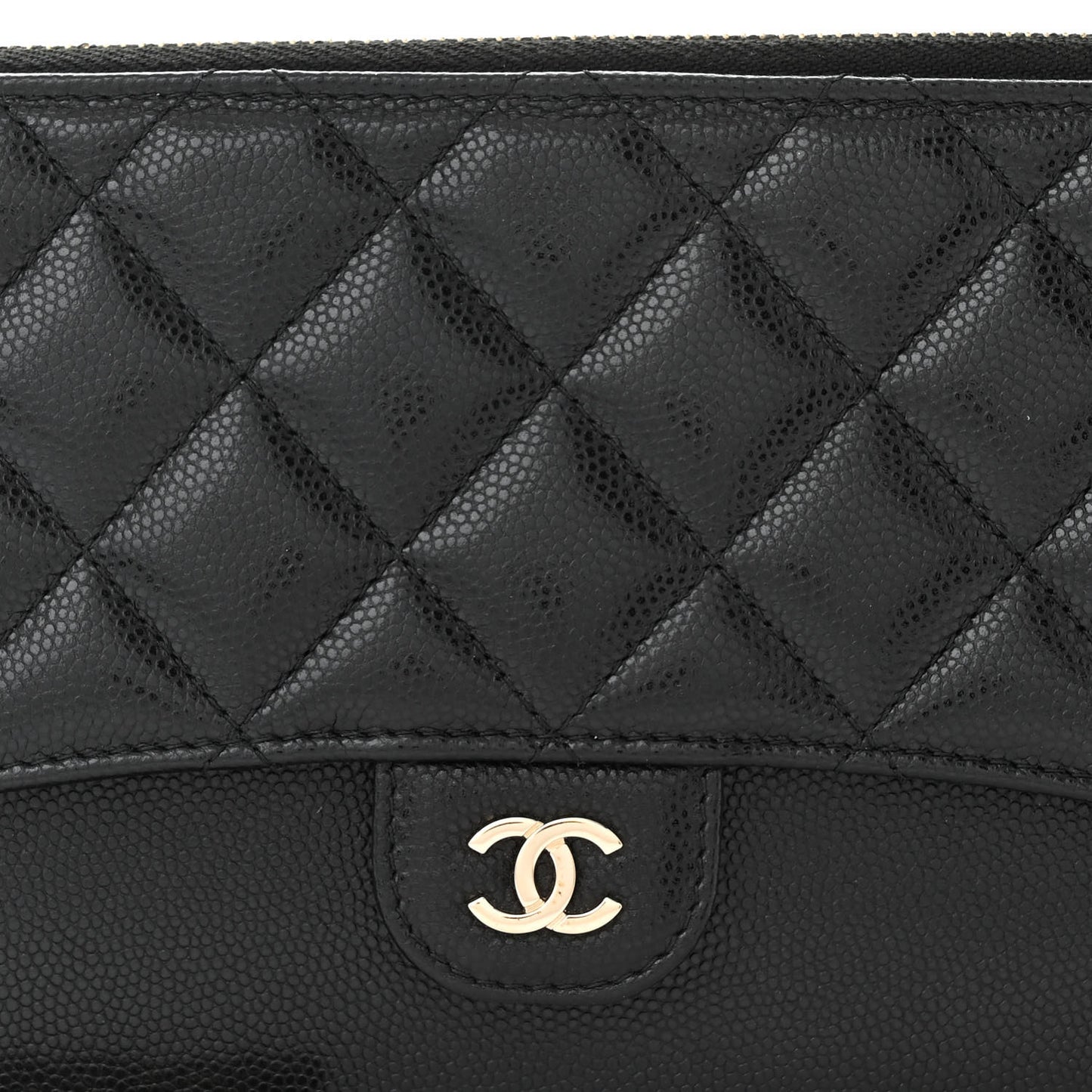 Caviar Quilted Classic Pouch With Handle Black