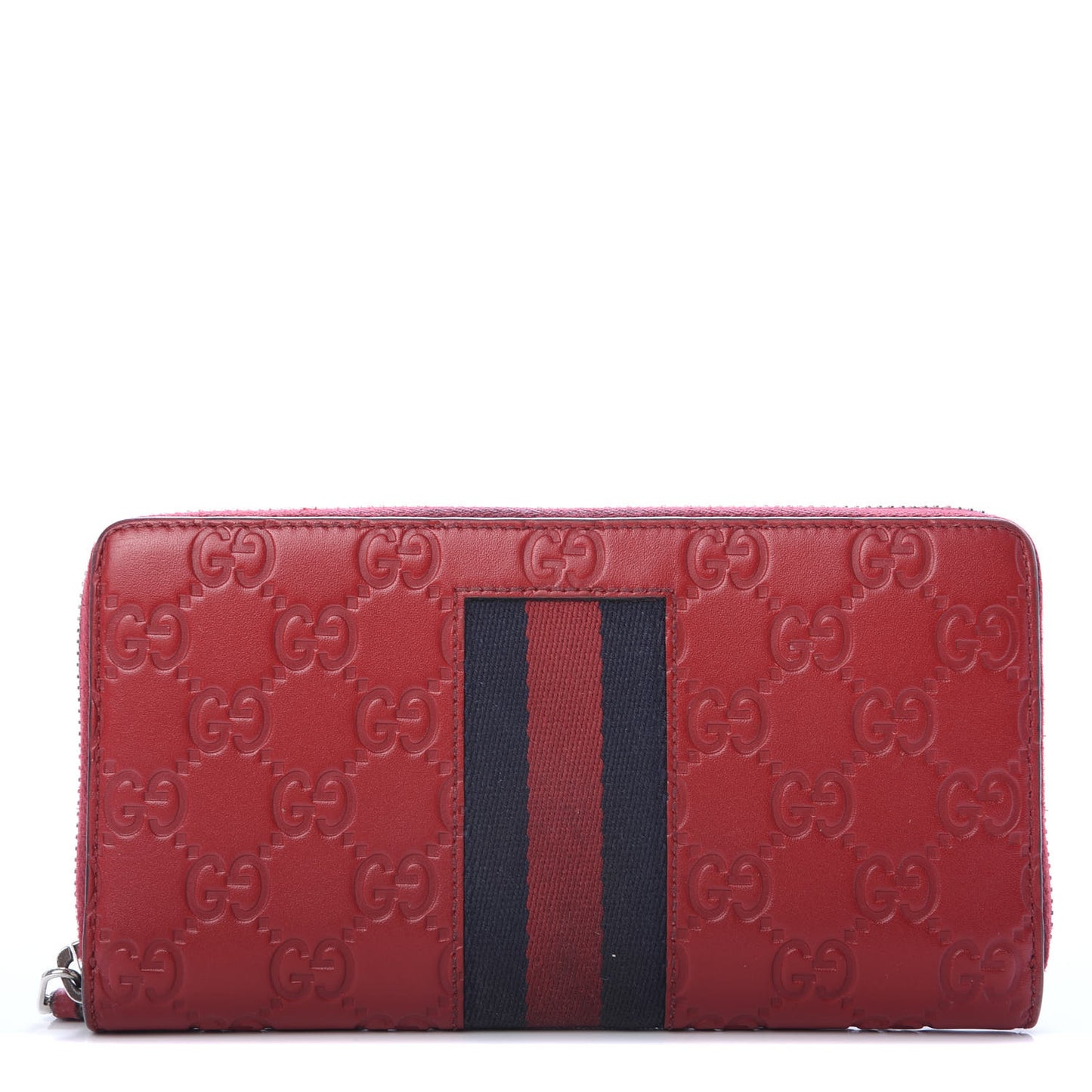 Guccissima Web Zip Around Wallet Red