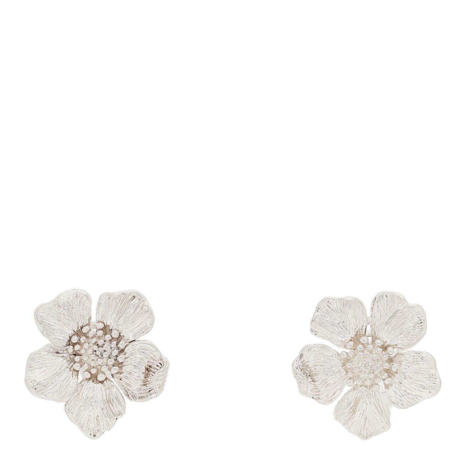 Tiffany Sterling Silver Dogwood Blossom Flower Earrings 1 of 4