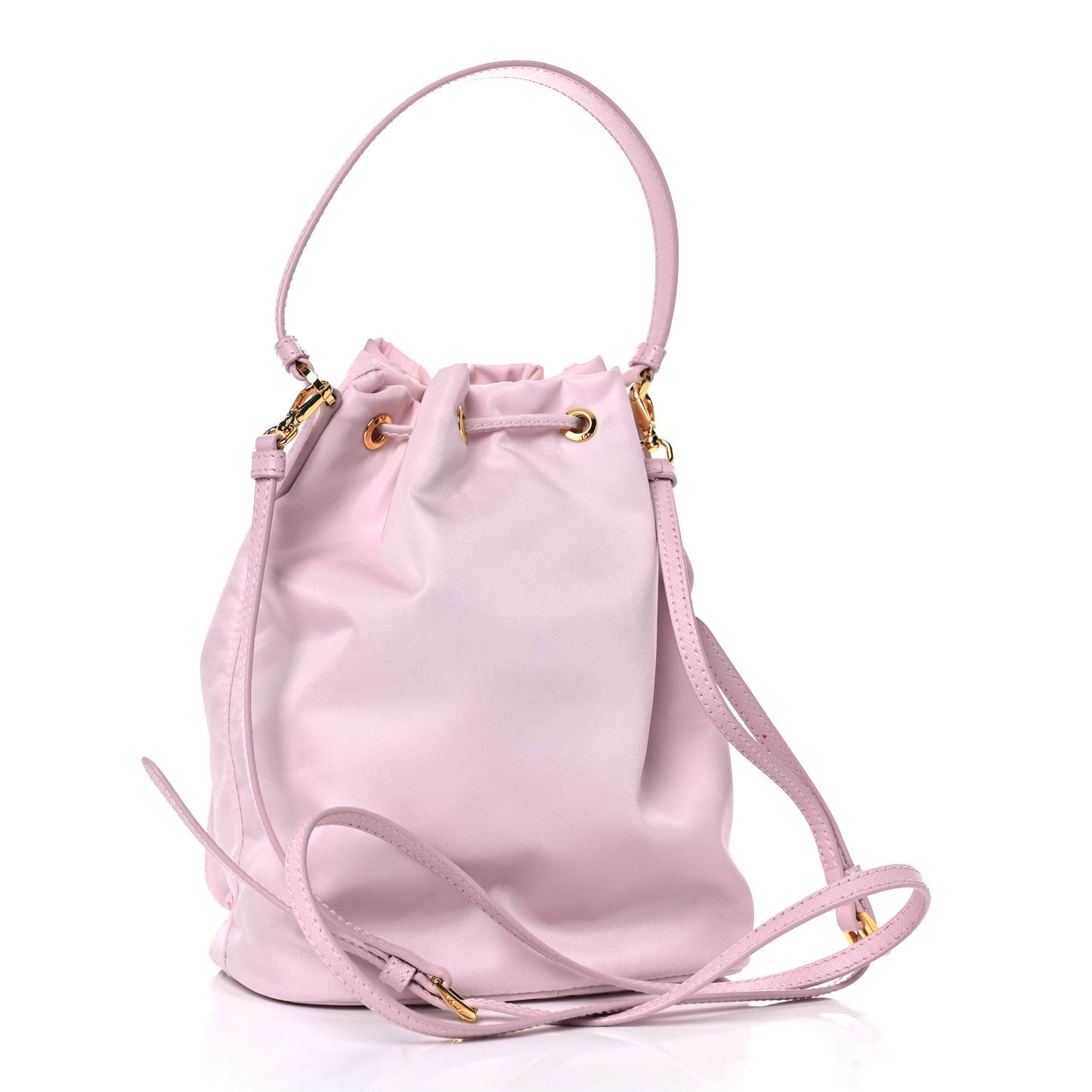 Re-Nylon Saffiano Duet Bucket Crossbody Bag Alabastro