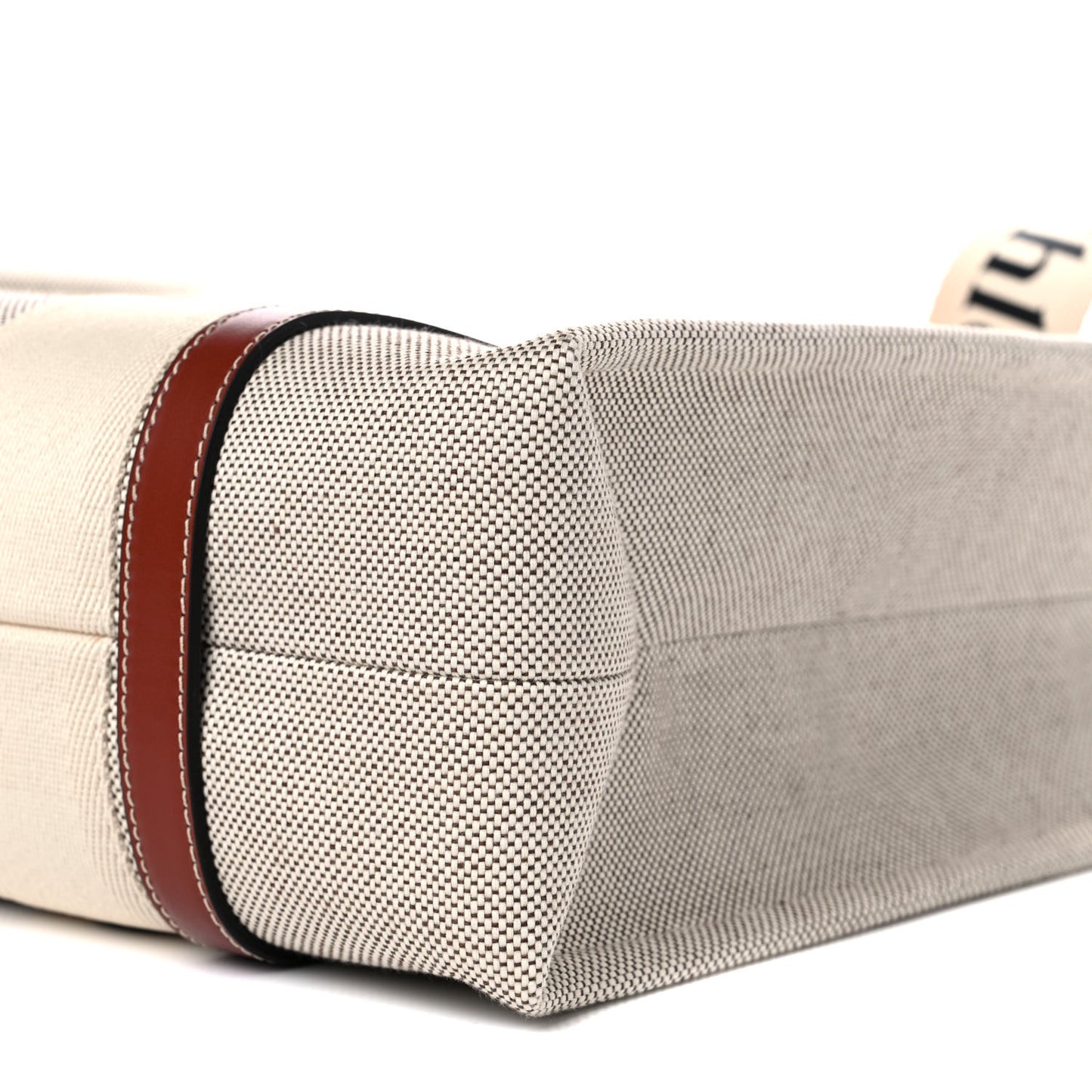 Cotton Calfskin Medium Woody Ribbon Tote White Brown