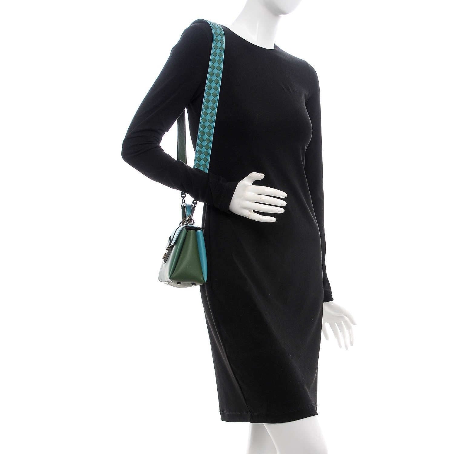 Bottega Veneta Nappa Multicolor Piazza Bag Thyme Aqua Ivy Black 2 of 13