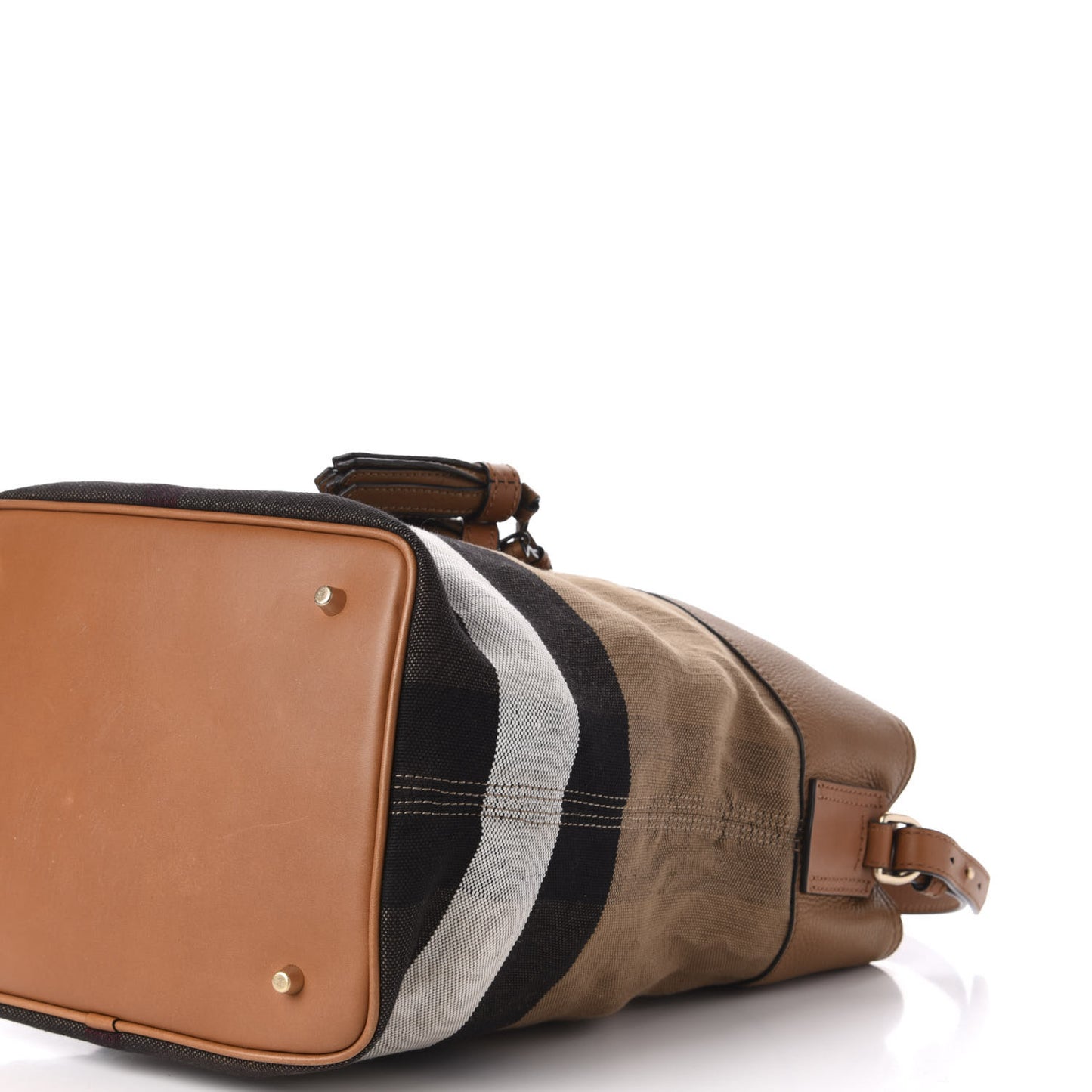 Grainy Calfskin Canvas Mega Check Medium Ashby Tassel Hobo Saddle Brown