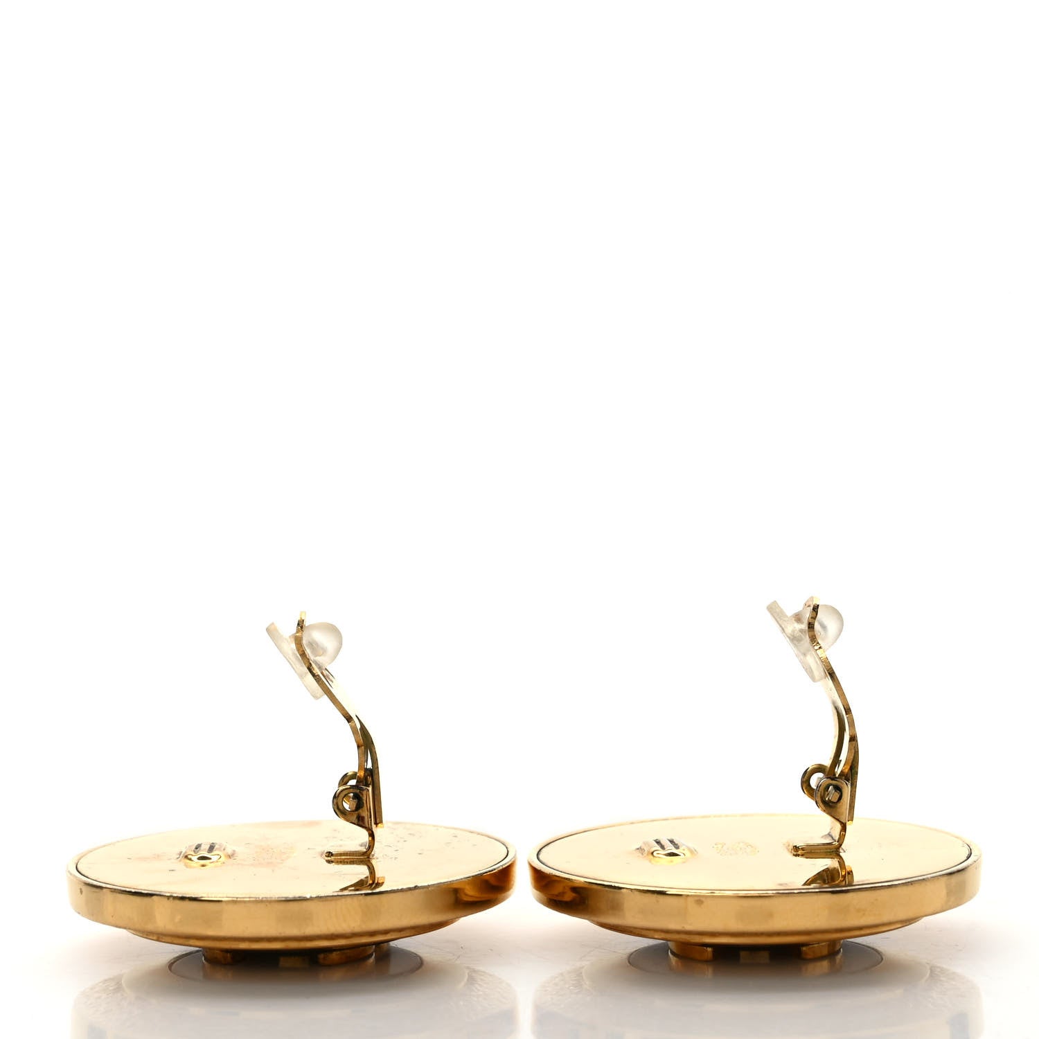 Chanel CC Clip On Earrings Black Gold 4 of 4