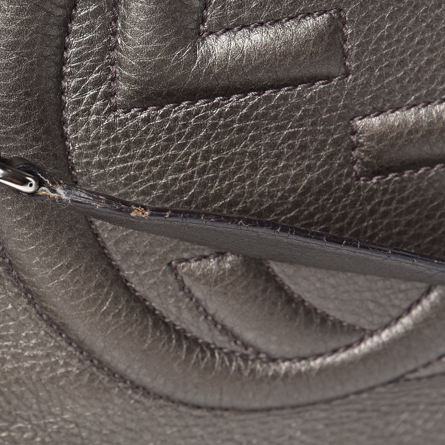 Gucci Metallic Pebbled Calfskin Medium Soho Chain Shoulder Bag Sasso 16 of 16
