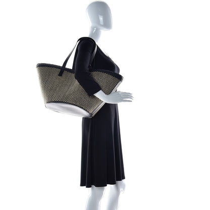 Saint Laurent Raffia Calfskin Medium Panier Tote Black Naturale 2 of 9