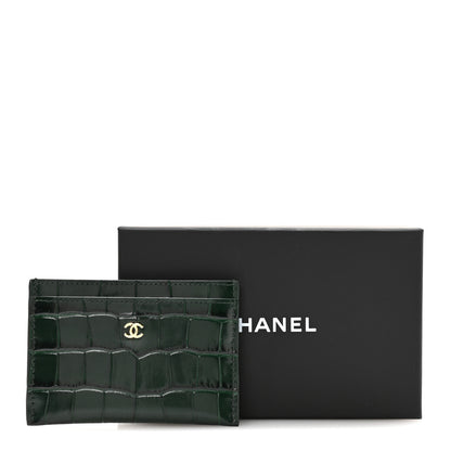 Chanel Calfskin Crocodile Embossed Crococo Card Holder Emerald 8 of 8