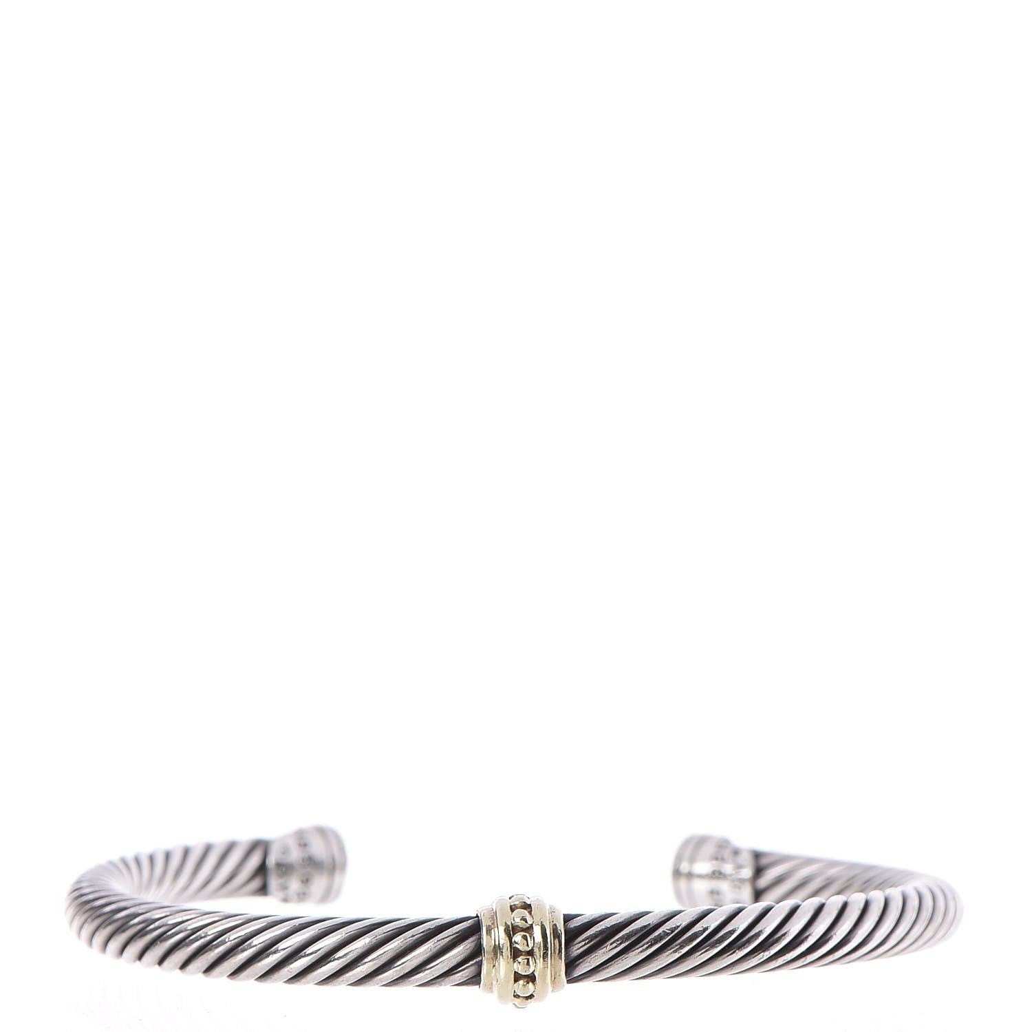 David Yurman Sterling Silver 14K Yellow Gold 5mm Cable Classics Single Station Bracelet 1 of 5