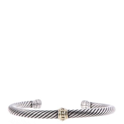 David Yurman Sterling Silver 14K Yellow Gold 5mm Cable Classics Single Station Bracelet 1 of 5