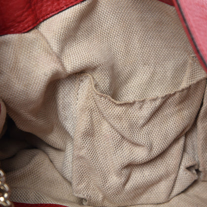 Gucci Pebbled Calfskin Medium Soho Chain Shoulder Bag Tabasco Red 8 of 17