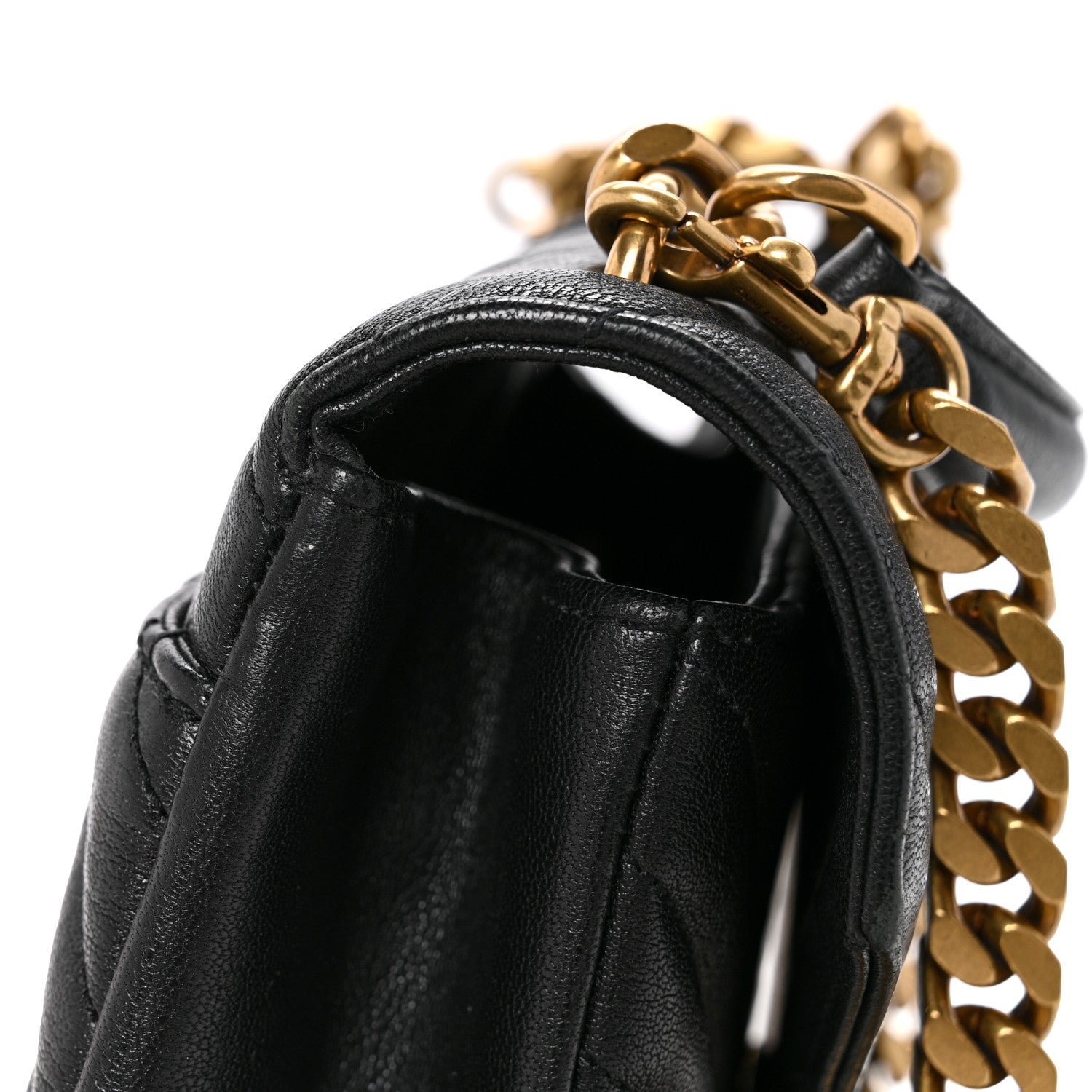 Saint Laurent Sheepskin Matelasse Chevron Monogram Medium College Bag Black 13 of 16