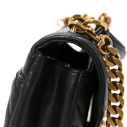 Saint Laurent Sheepskin Matelasse Chevron Monogram Medium College Bag Black 13 of 16